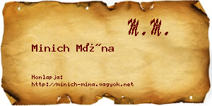 Minich Mína névjegykártya